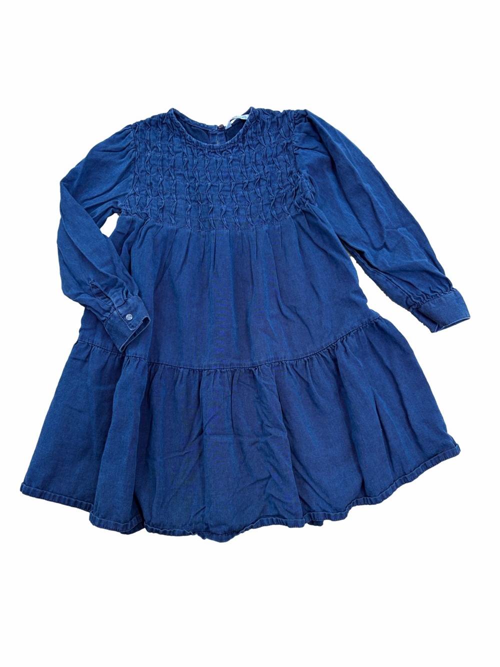 Mayoral Size 6 Blue Chambray Smocked Top Long Sleeve Dress